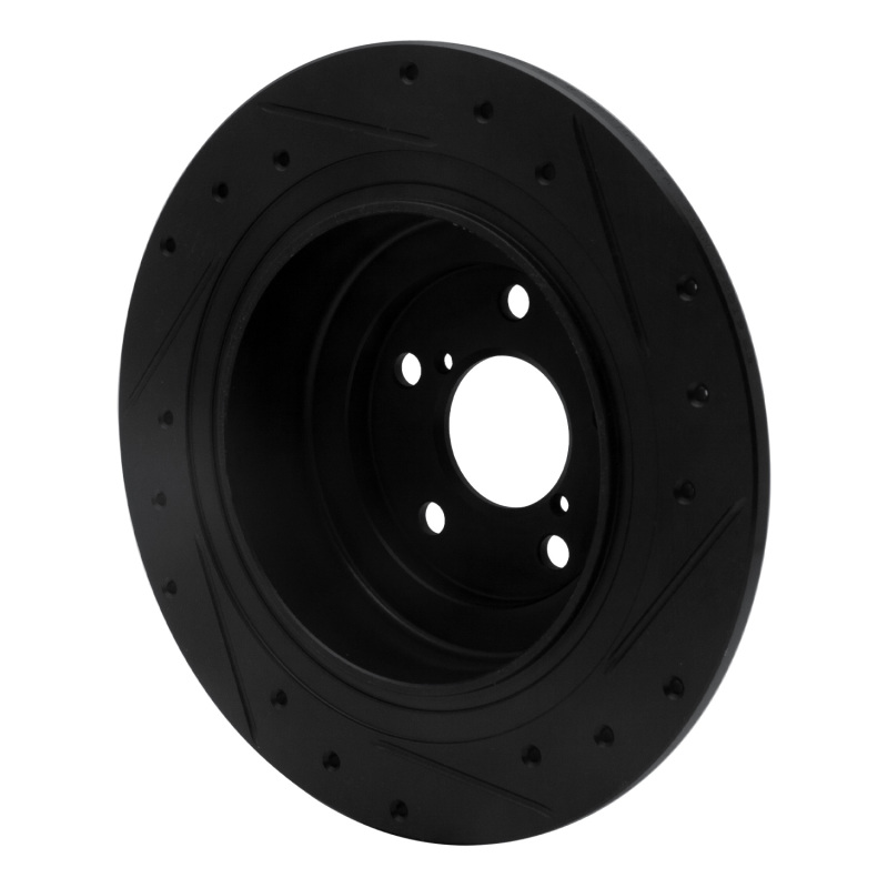 Subaru Outback Brake Rotor (1) - Rear Left - R1 Concepts - Drilled & Slotted - Black - `00-`06